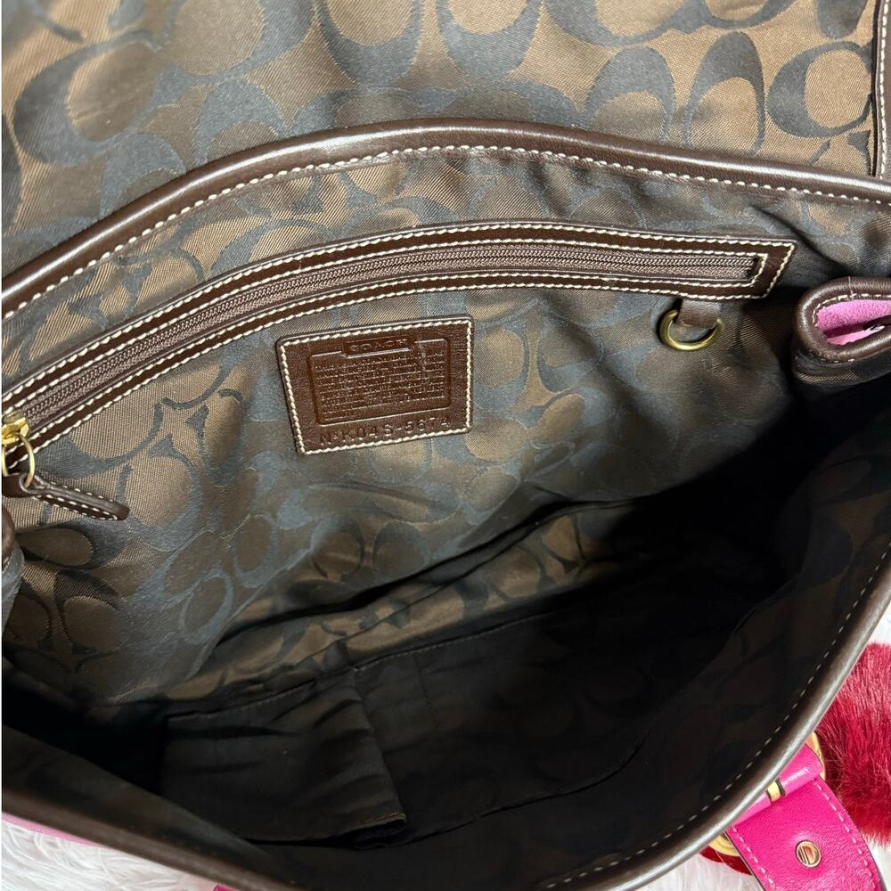y2k COACH Vintage 2004 Pink Hampton Suede SOHO Flap Satchel - Picture 10 of 10